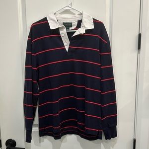 J. Crew Navy and Red Striped Rugby Shirt